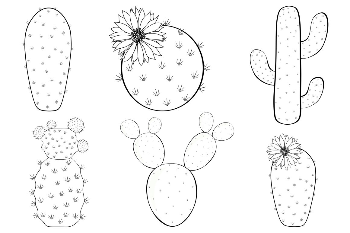 Detail Cactus Black And White Clipart Nomer 13