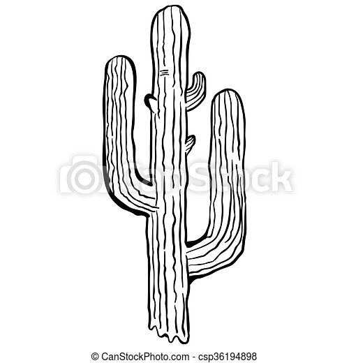 Detail Cactus Black And White Clipart Nomer 16