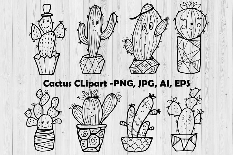 Detail Cactus Black And White Clipart Nomer 30