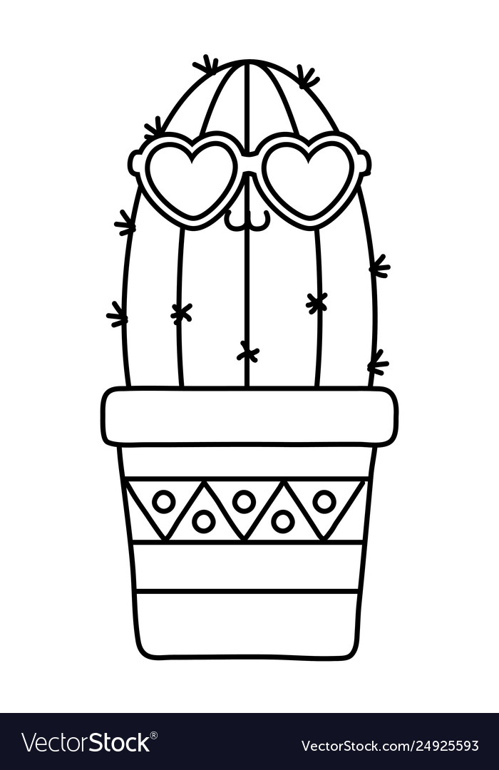 Detail Cactus Black And White Clipart Nomer 39