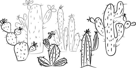Detail Cactus Black And White Clipart Nomer 42