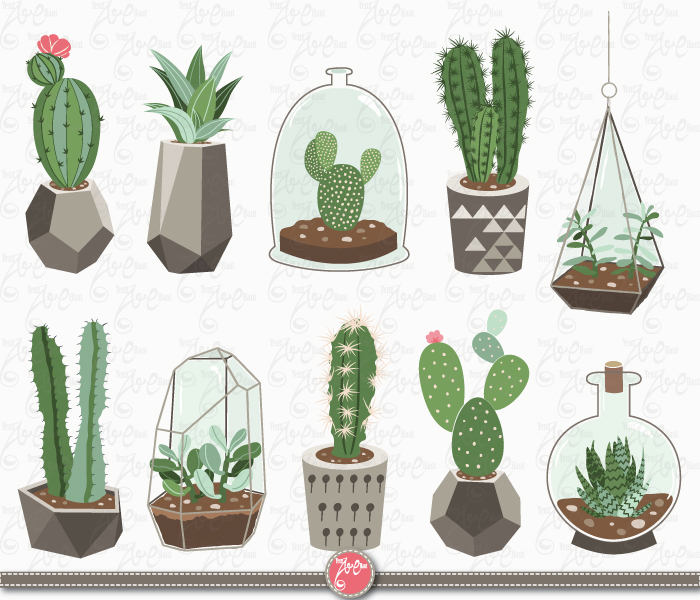 Detail Cactus In A Pot Clipart Nomer 56