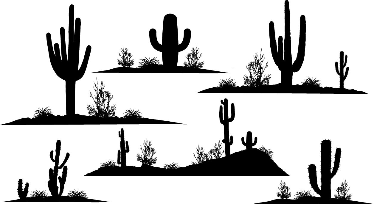 Detail Cactus Silhouette Clip Art Nomer 15