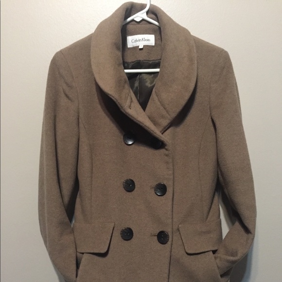 Detail Calvin Klein Camel Pea Coat Nomer 13