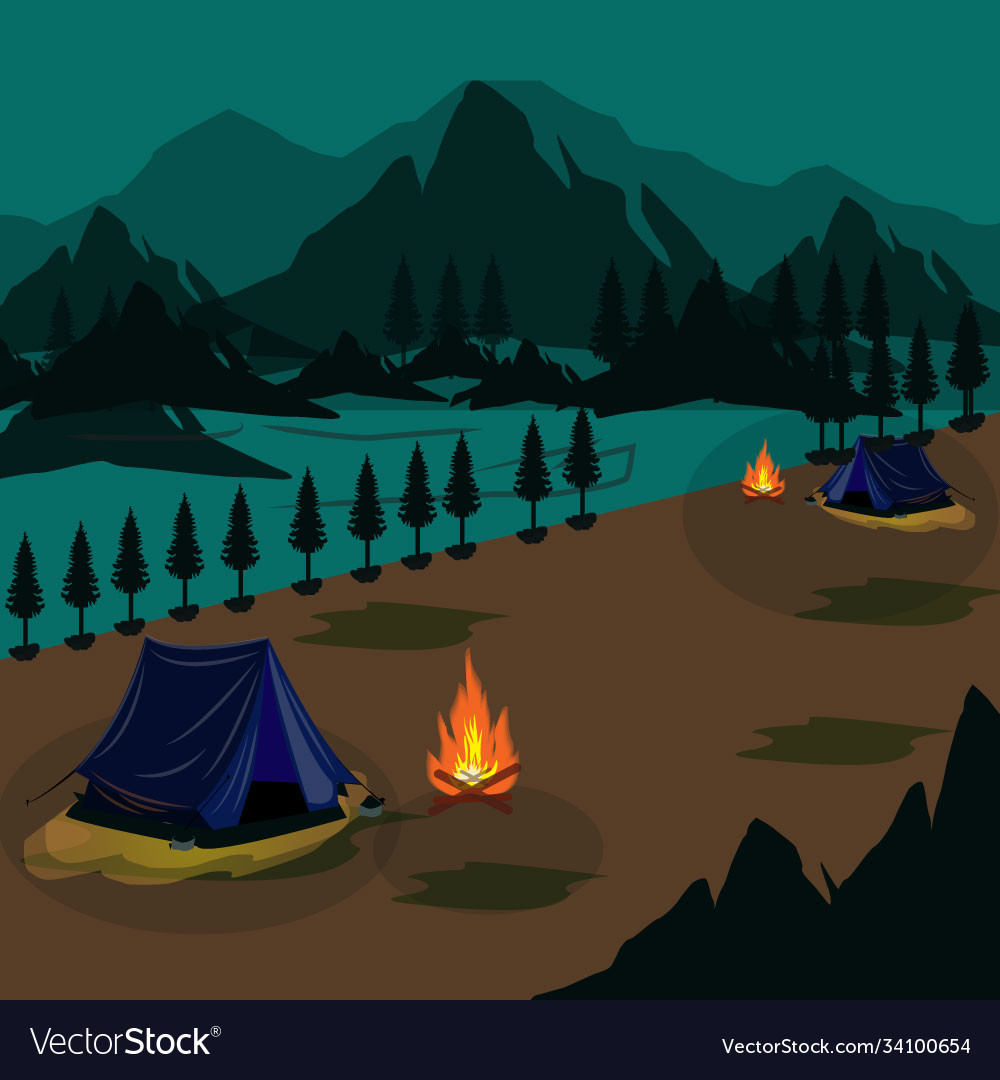 Detail Camping Background Vector Nomer 3