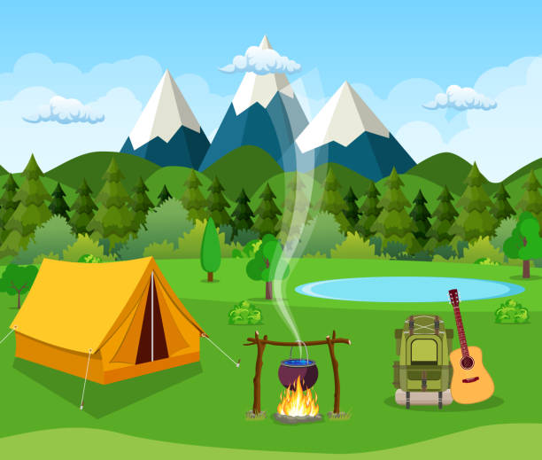 Detail Camping Background Vector Nomer 37