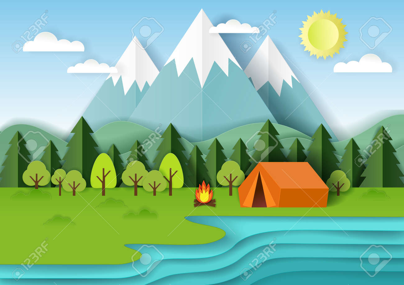 Detail Camping Background Vector Nomer 57