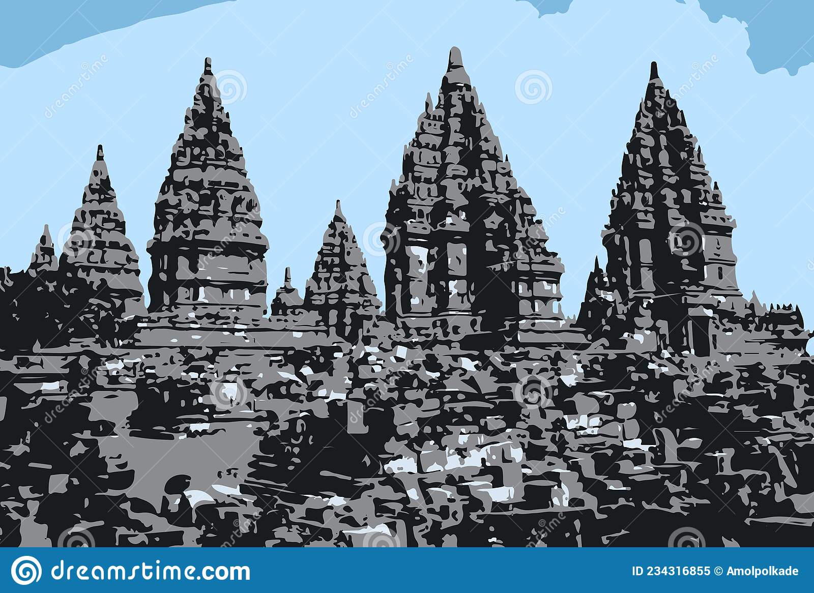 Detail Candi Prambanan Vector Nomer 15