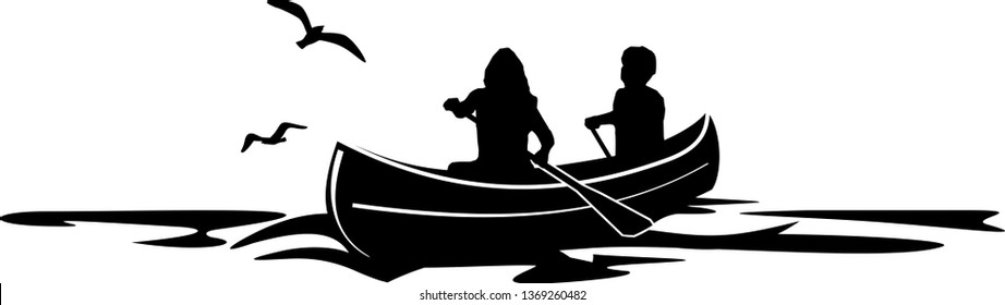 Detail Canoe Silhouette Clip Art Nomer 7