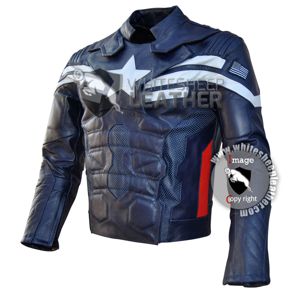 Captain America Motorcycle Jacket With Armor - KibrisPDR