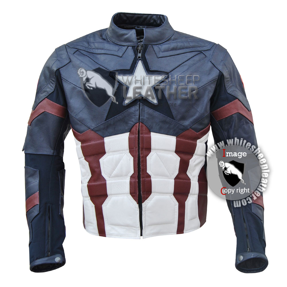 Detail Captain America Motorcycle Jacket With Armor Nomer 17