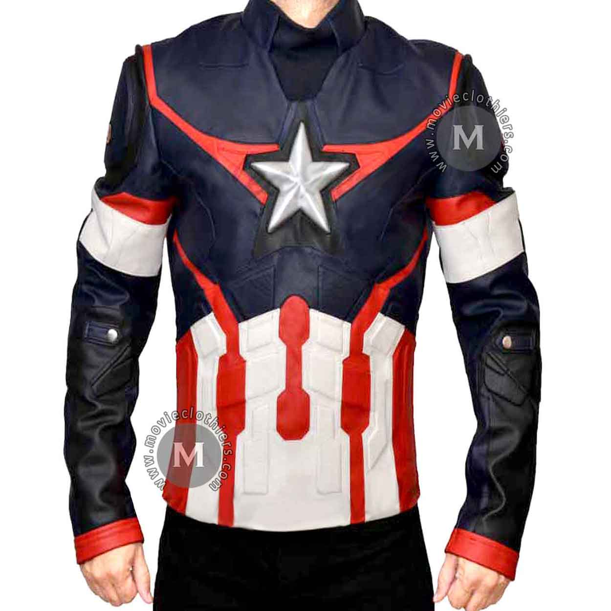 Detail Captain America Motorcycle Jacket With Armor Nomer 36