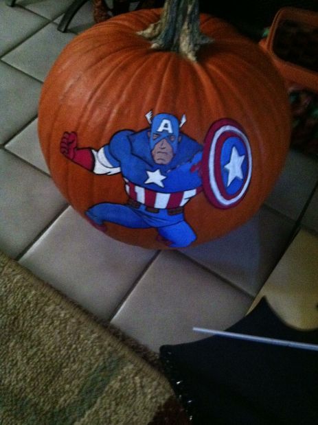 Detail Captain America Painted Pumpkin Nomer 15