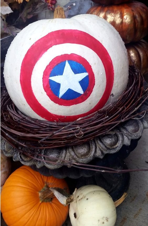 Detail Captain America Painted Pumpkin Nomer 7