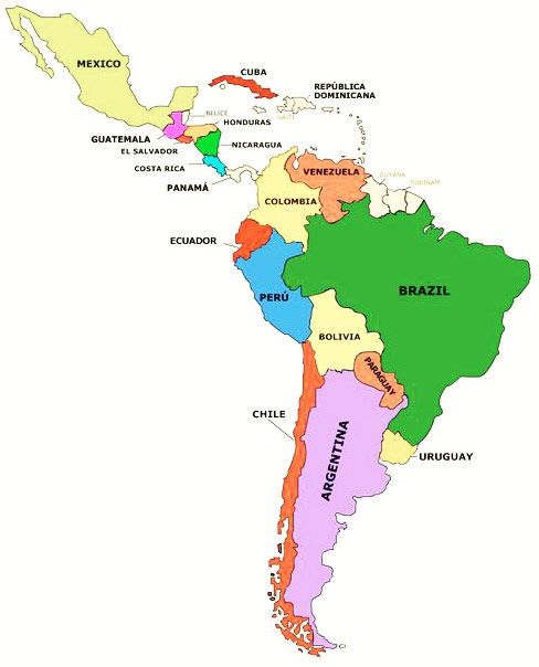 Detail Mapa Mundo America Latina Nomer 6