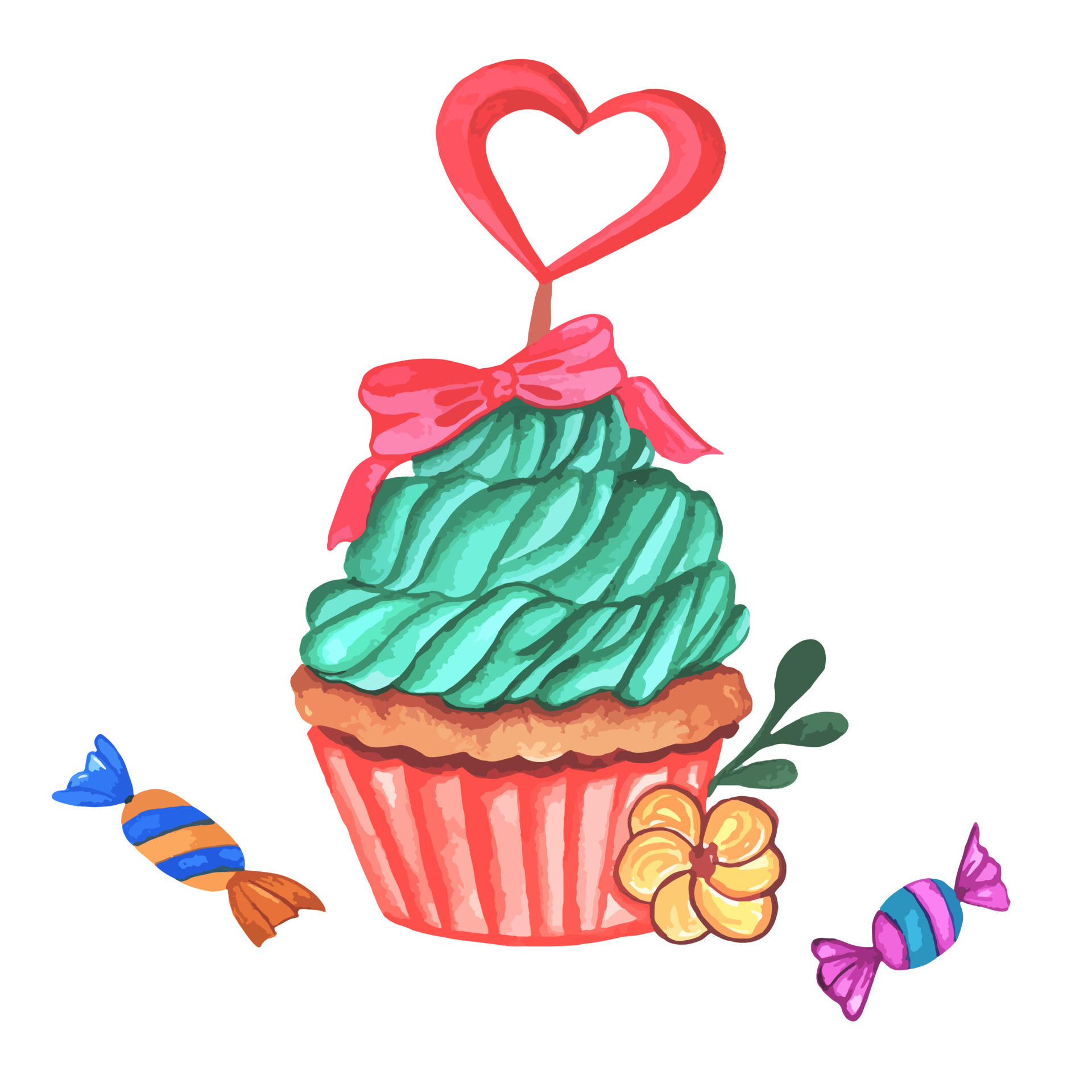 Detail Cupcake Watercolour Nomer 16