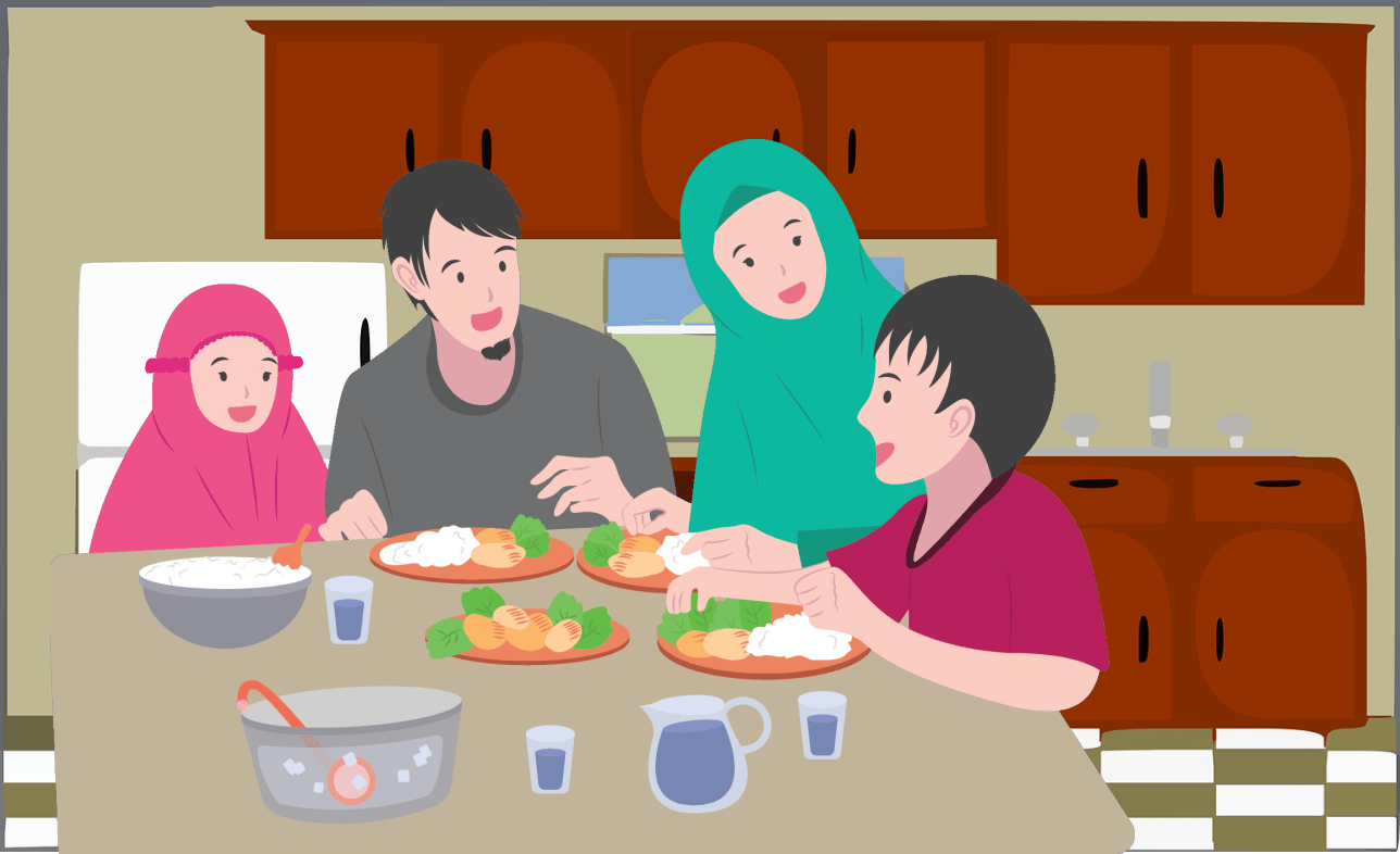 Detail Gambar Animasi Makan Bersama Keluarga Nomer 18