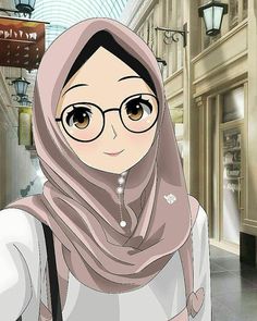 Detail Gambar Animasi Wanita Berhijab Berkacamata Nomer 3