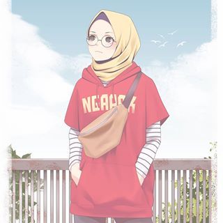 Detail Gambar Animasi Wanita Berhijab Berkacamata Nomer 21
