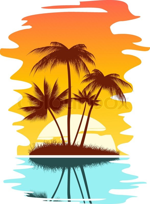Sonnenuntergang Palmen Hintergrund - KibrisPDR