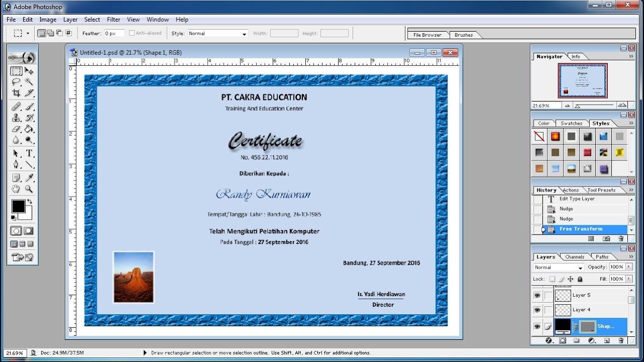 Detail Cara Membuat Bingkai Sertifikat Di Photoshop Nomer 2