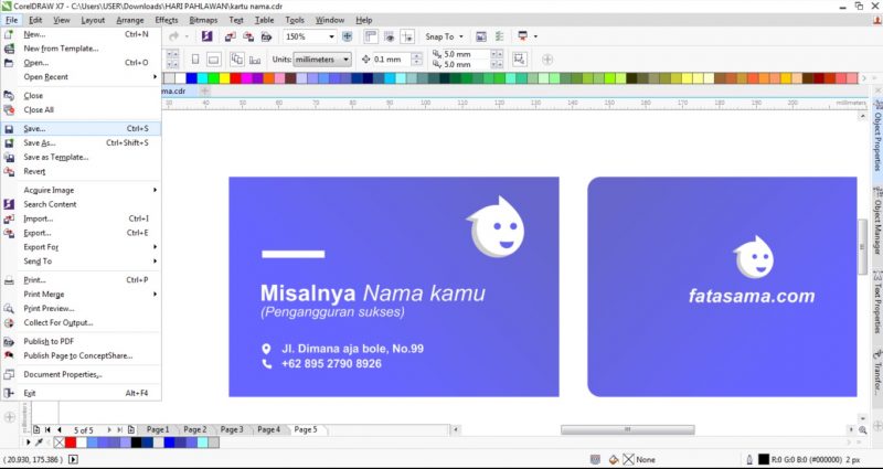 Detail Cara Membuat Kartu Nama Dengan Coreldraw X5 Nomer 26