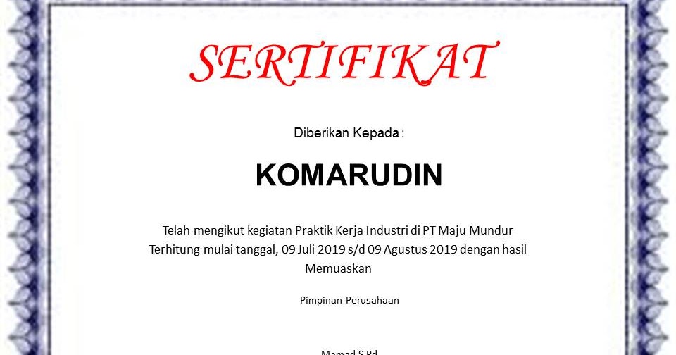 Detail Cara Membuat Sertifikat Pkl Nomer 16