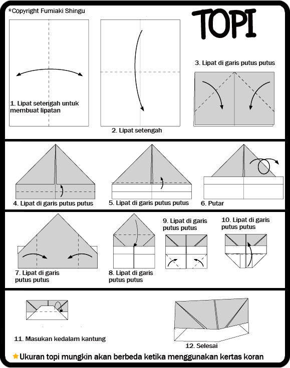 Detail Cara Membuat Topi Dari Kertas Origami Nomer 19