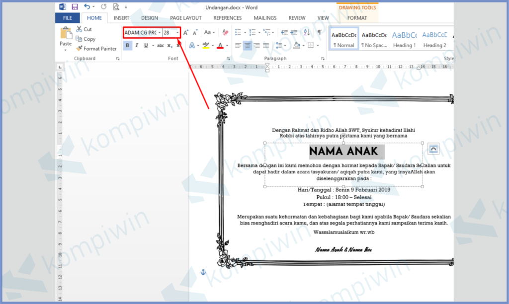 Detail Cara Membuat Undangan Aqiqah Di Word Nomer 12