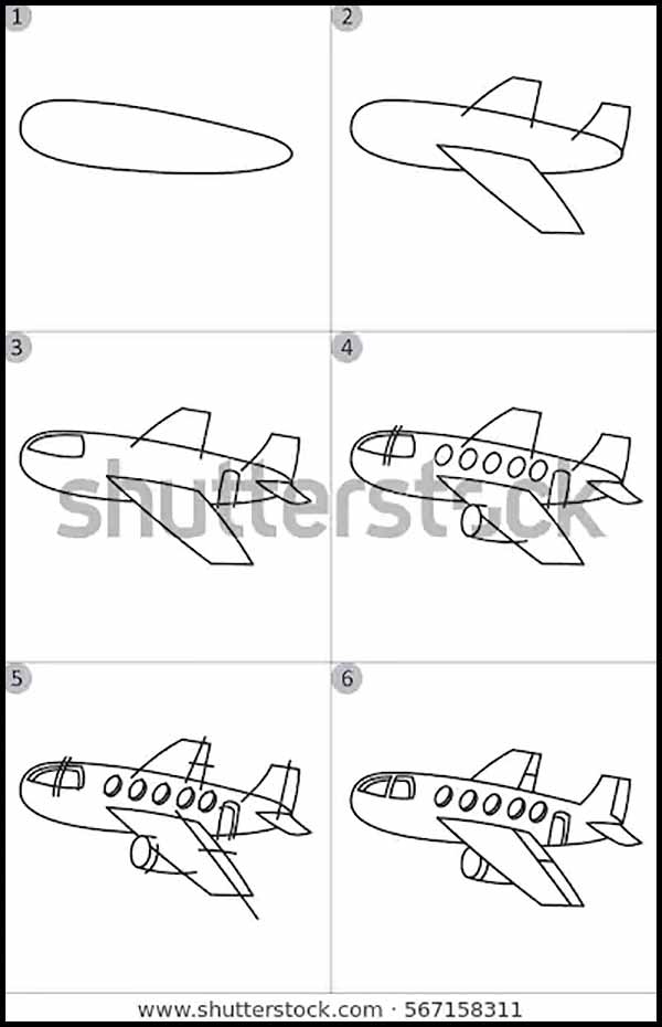 Detail Cara Menggambar Pesawat Untuk Anak Tk Nomer 3