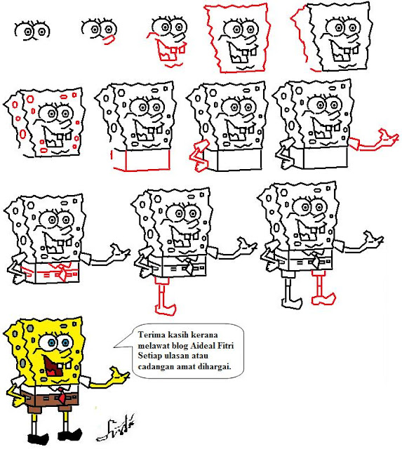 Detail Cara Menggambar Spongebob Dan Kawan Kawan Nomer 10