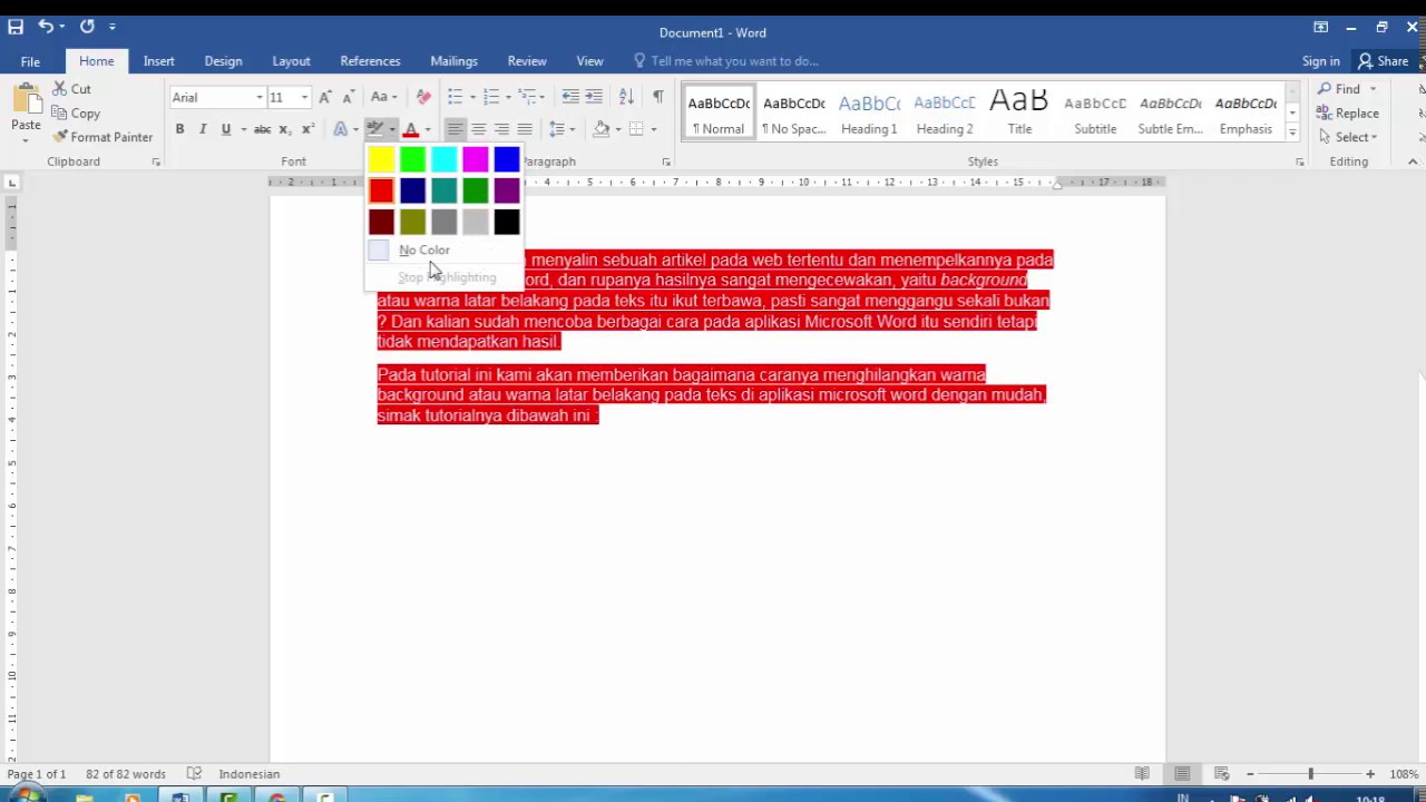 Detail Cara Menghilangkan Background Warna Pada Tulisan Di Word Nomer 7