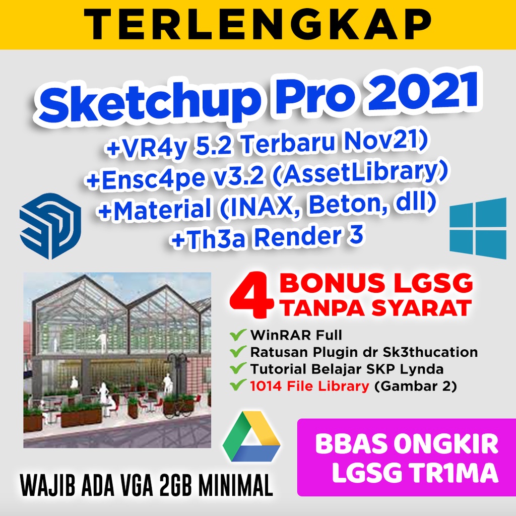 Detail Cara Render Sketchup 2016 Tanpa Vray Nomer 30