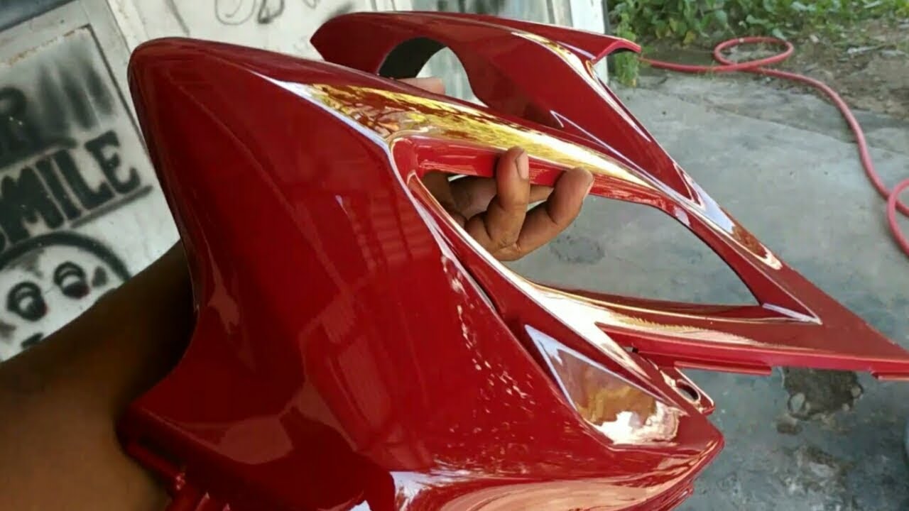 Detail Cat Motor Merah Maroon Nomer 3