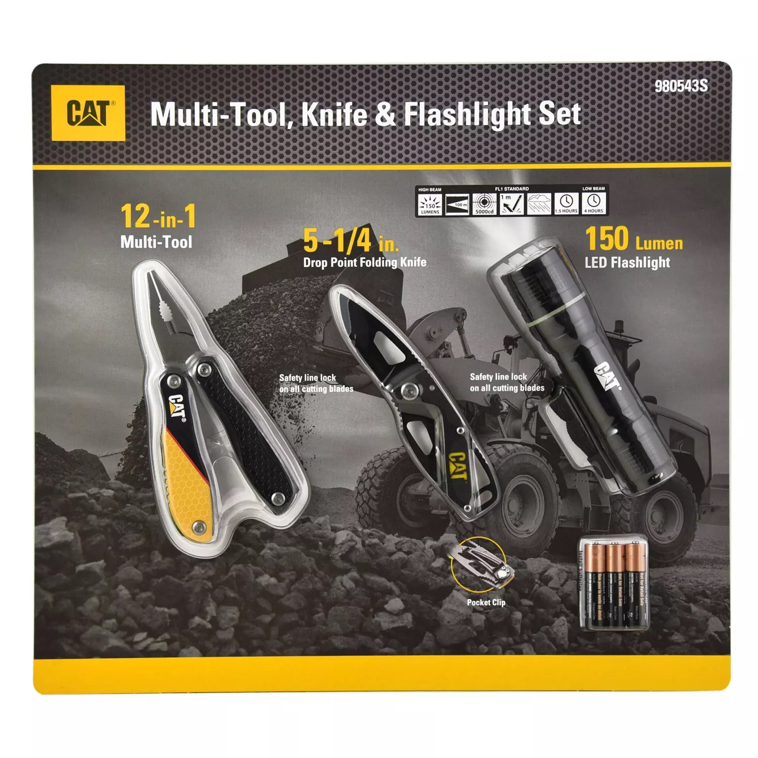 Cat Multi Tool Knife And Flashlight Set - KibrisPDR