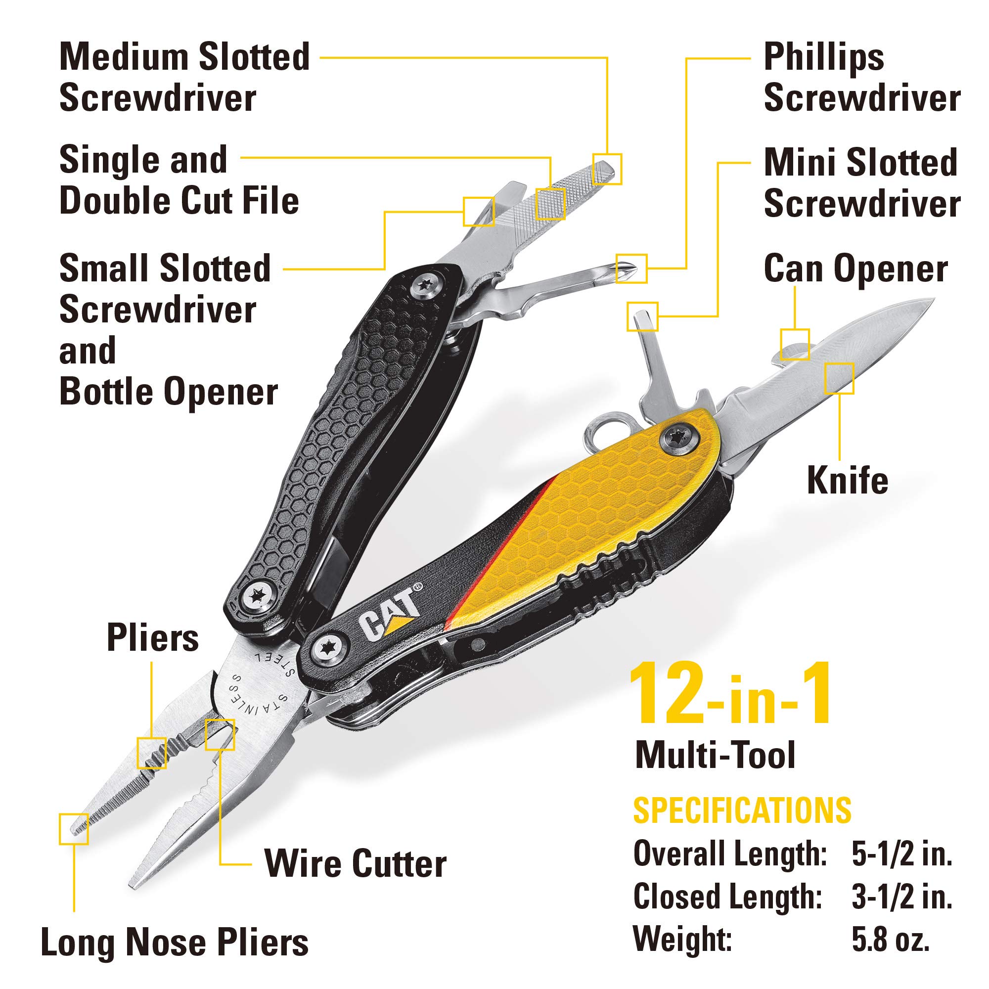 Detail Cat Multi Tool Knife And Flashlight Set Nomer 3