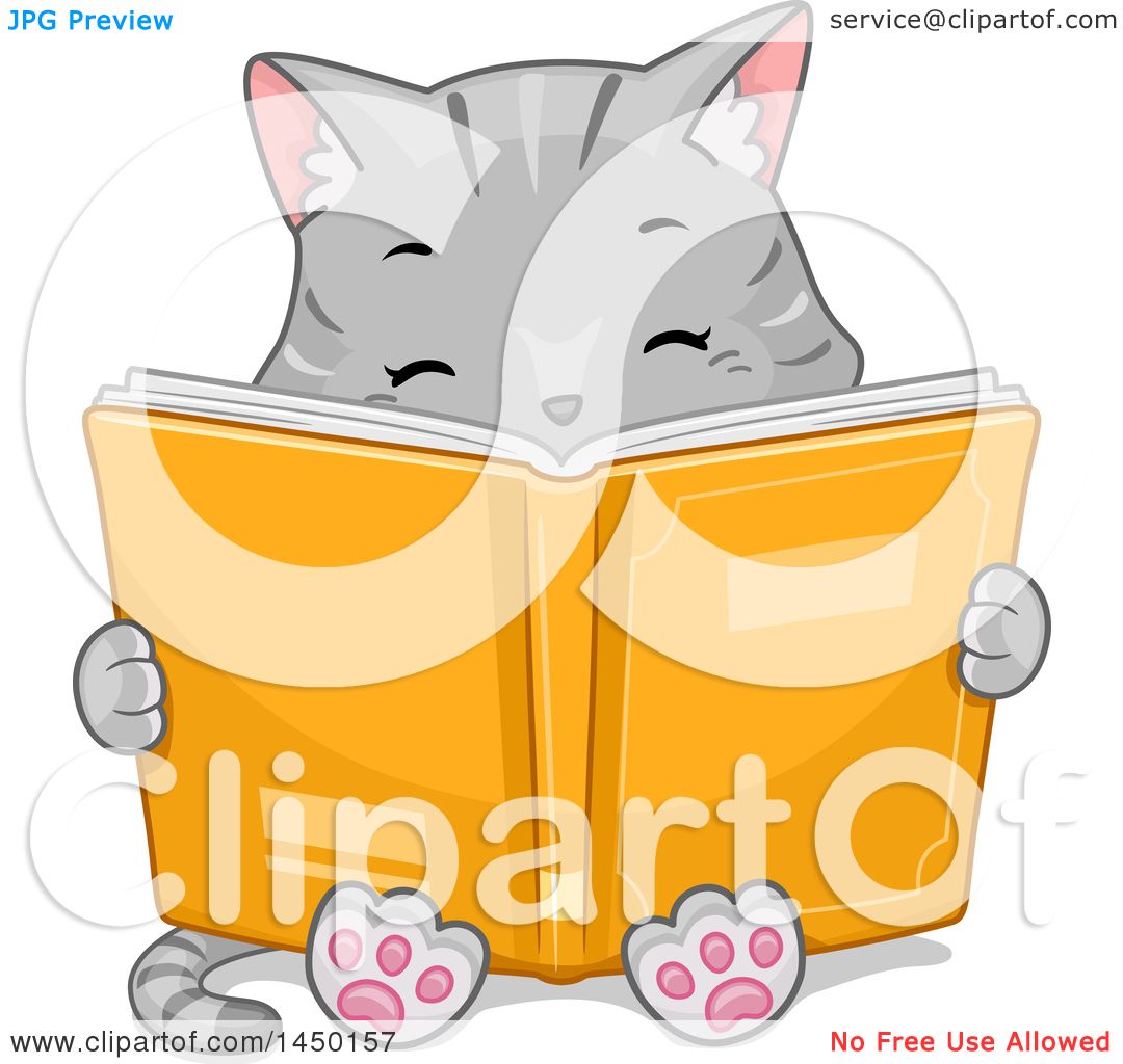 Detail Cat Reading Clipart Nomer 33