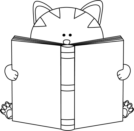 Detail Cat Reading Clipart Nomer 34