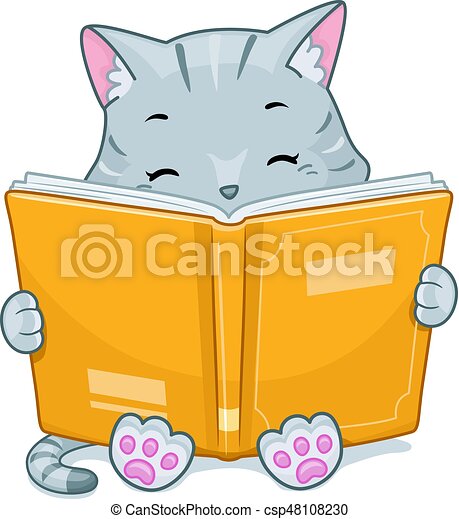 Detail Cat Reading Clipart Nomer 39