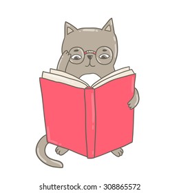 Detail Cat Reading Clipart Nomer 41