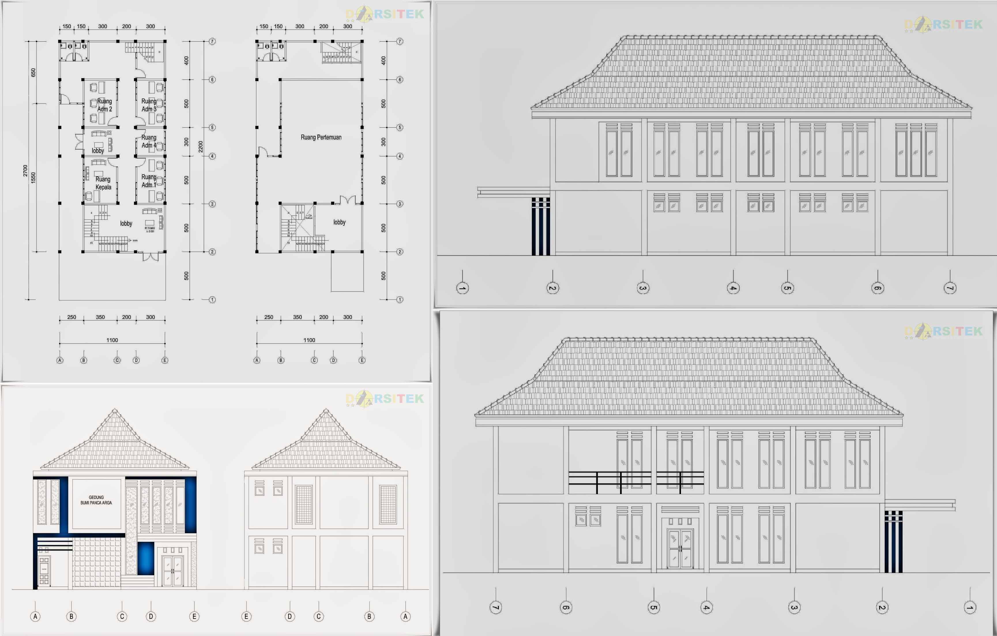 Detail Gambar Autocad Desain Gedung Serbaguna 2 Lantai Nomer 5