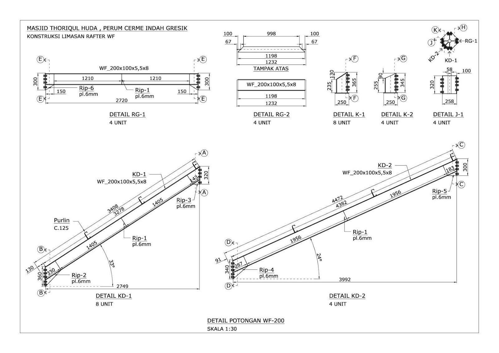 Detail Gambar Autocad Konstruksi Atap Joglo Dari Baja Berat Nomer 10