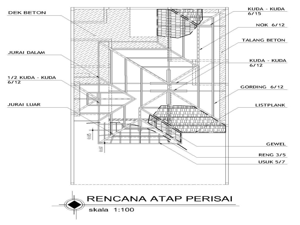 Detail Gambar Autocad Konstruksi Atap Joglo Dari Baja Berat Nomer 30