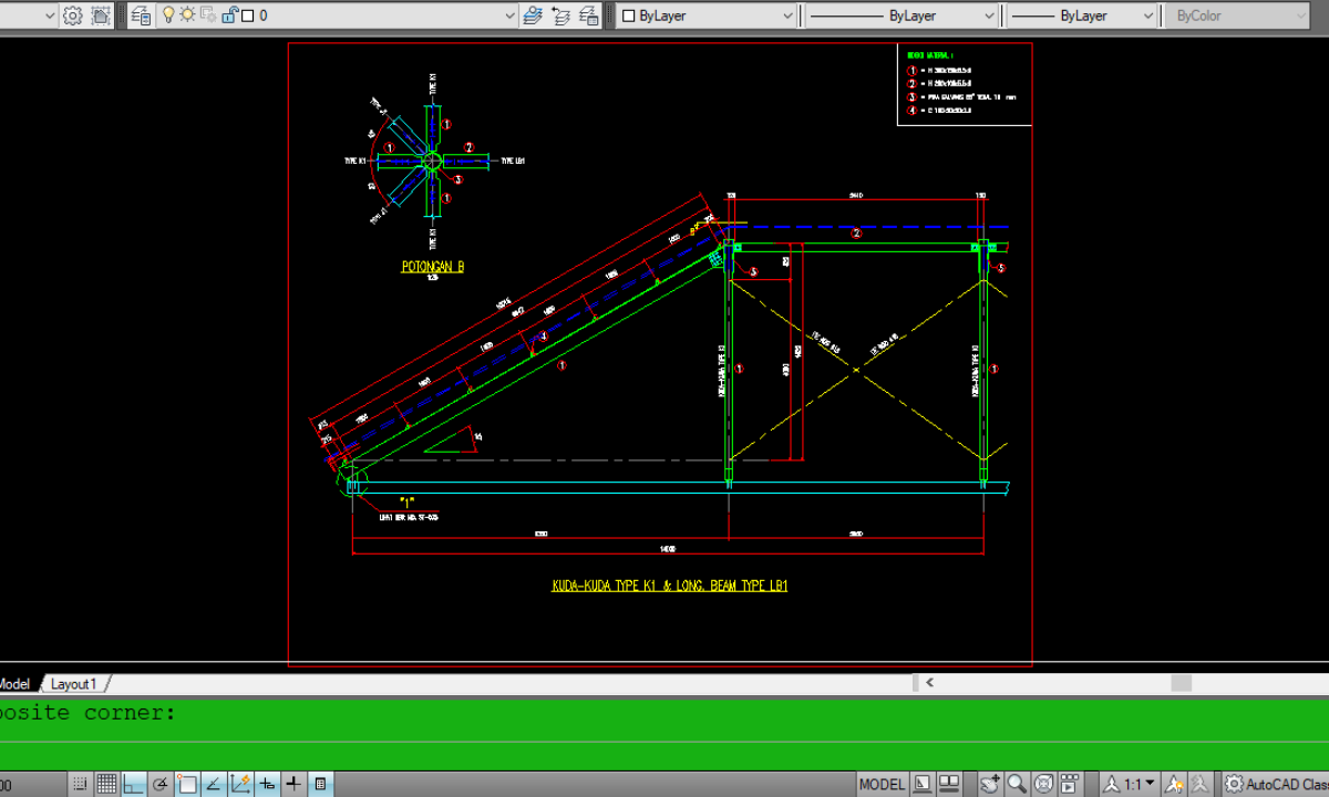 Detail Gambar Autocad Konstruksi Atap Joglo Dari Baja Berat Nomer 6