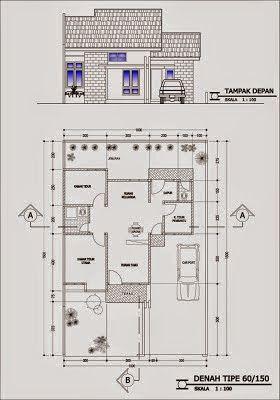 Gambar Autocad Rumah Tipe 42 - KibrisPDR