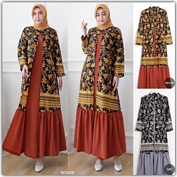 Detail Gambar Baju Gamis Batik Kombinasi Nomer 18