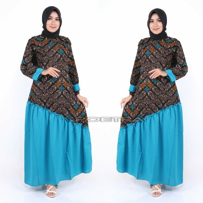 Detail Gambar Baju Gamis Batik Kombinasi Nomer 41