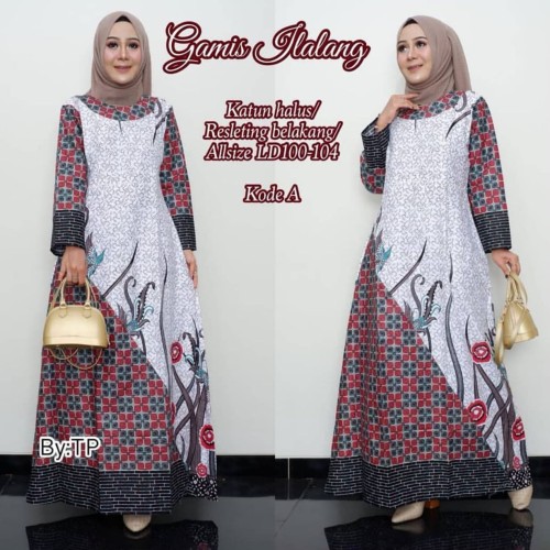 Detail Gambar Baju Gamis Batik Kombinasi Nomer 46