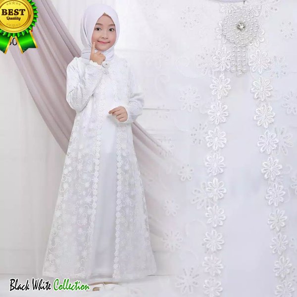 Detail Gambar Baju Gamis Putih Anak Perempuan Nomer 4