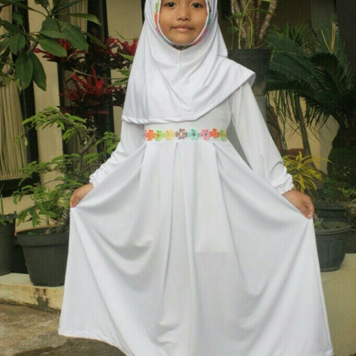 Detail Gambar Baju Gamis Putih Anak Perempuan Nomer 8